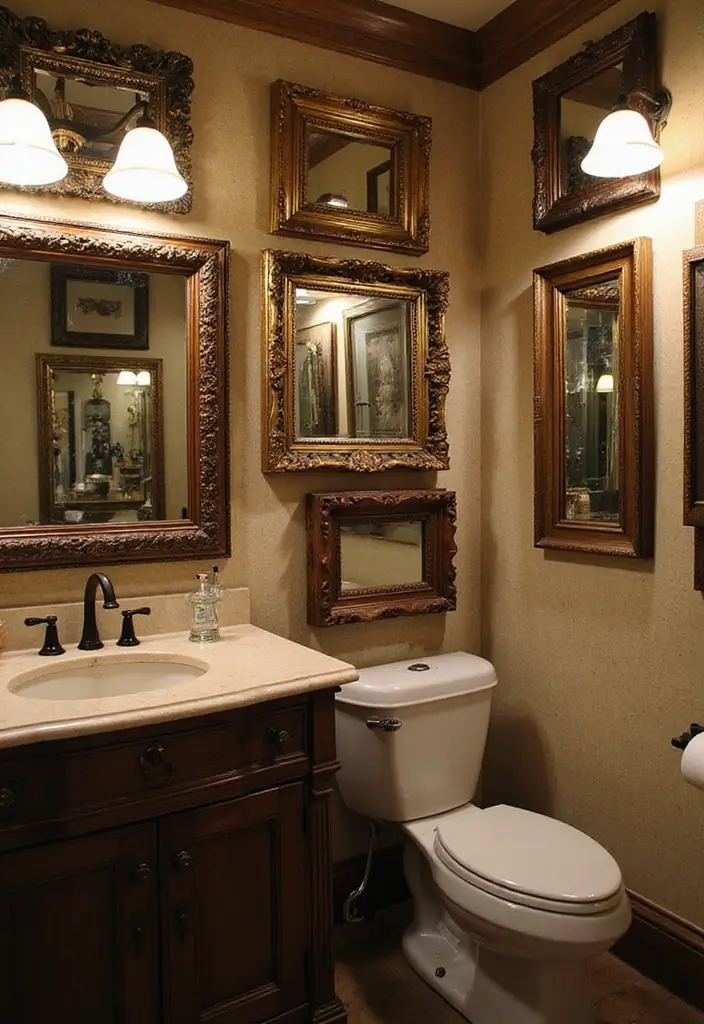 26 Round Mirror Bathroom Decor Ideas That Blend Function and Beauty 5 26 Round Mirror Bathroom Decor Ideas That Blend Function and Beauty - 5. Vintage Frames for a Timeless Look