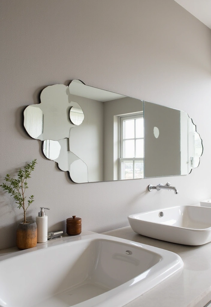 26 Round Mirror Bathroom Decor Ideas That Blend Function and Beauty 9 26 Round Mirror Bathroom Decor Ideas That Blend Function and Beauty - 9. Artistic Display with Irregular Shapes