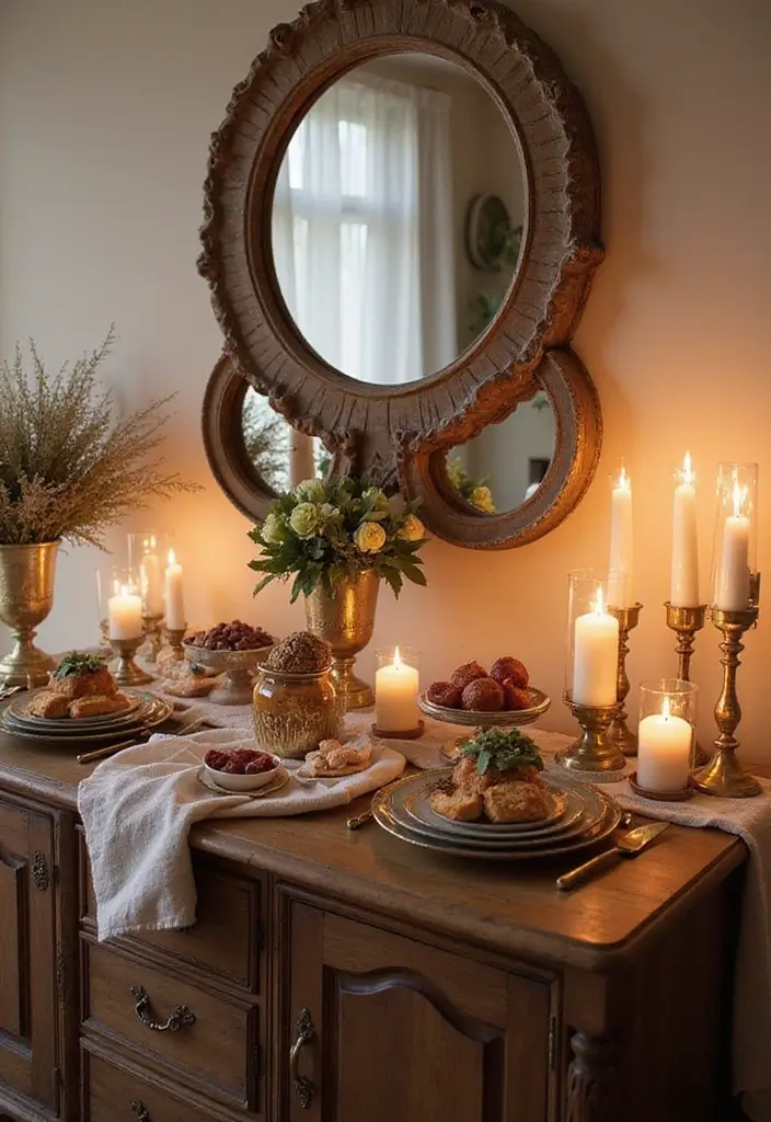 26 Small Mirror Wall Decor Ideas to Add Light and Depth to Your Bedroom - 11. Mirrored Accents on Tables