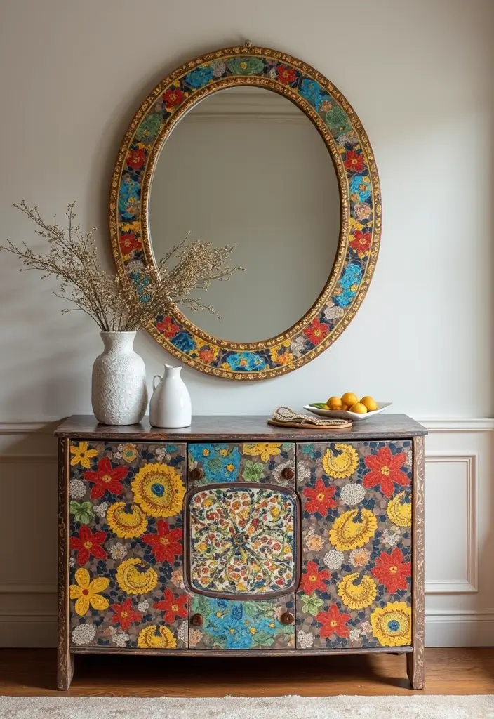 26 Small Mirror Wall Decor Ideas to Add Light and Depth to Your Bedroom - 24. Mosaic Mirrors for Artistic Touch
