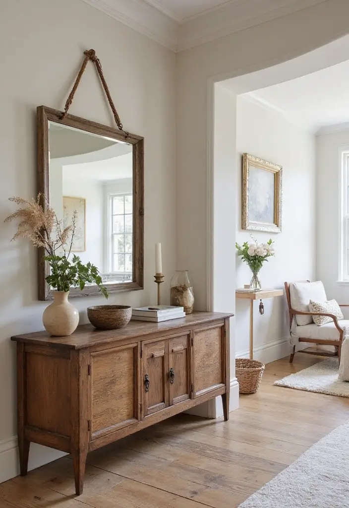 26 Small Mirror Wall Decor Ideas to Add Light and Depth to Your Bedroom - 25. Rustic Mirrored Decor