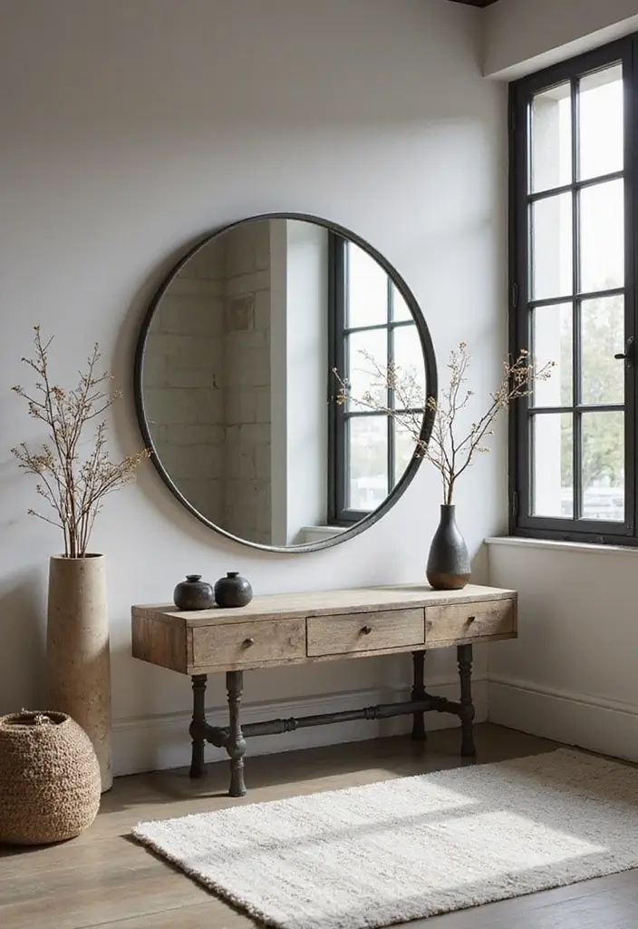 27 Chic Mirror Wall Decor Ideas Perfect for Any Hallway or Entryway 15 27 Chic Mirror Wall Decor Ideas Perfect for Any Hallway or Entryway - 15. Industrial Style Mirrors