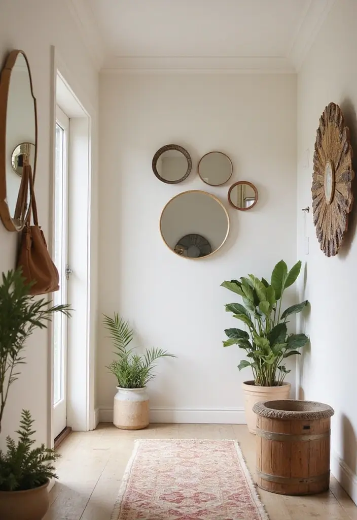27 Chic Mirror Wall Decor Ideas Perfect for Any Hallway or Entryway 20 27 Chic Mirror Wall Decor Ideas Perfect for Any Hallway or Entryway - 20. Round Mirrors with Decorative Accents