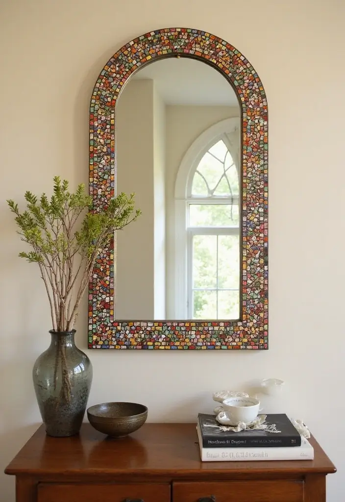 27 Chic Mirror Wall Decor Ideas Perfect for Any Hallway or Entryway 21 27 Chic Mirror Wall Decor Ideas Perfect for Any Hallway or Entryway - 21. DIY Mosaic Mirror
