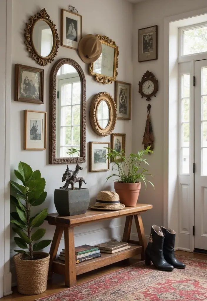 27 Chic Mirror Wall Decor Ideas Perfect for Any Hallway or Entryway 4 27 Chic Mirror Wall Decor Ideas Perfect for Any Hallway or Entryway - 4. Framed Vintage Mirrors