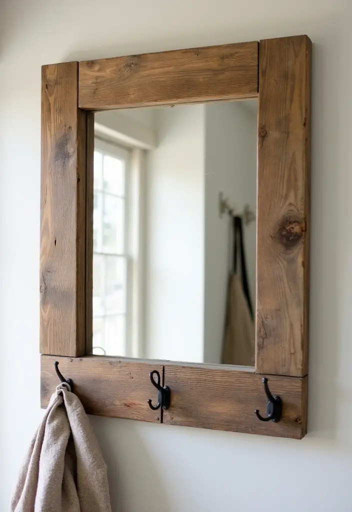27 Chic Mirror Wall Decor Ideas Perfect for Any Hallway or Entryway 5 27 Chic Mirror Wall Decor Ideas Perfect for Any Hallway or Entryway - 5. DIY Rustic Wood Frame Mirror