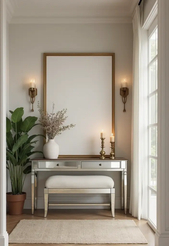 27 Chic Mirror Wall Decor Ideas Perfect for Any Hallway or Entryway 7 27 Chic Mirror Wall Decor Ideas Perfect for Any Hallway or Entryway - 7. Mirrored Accent Furniture