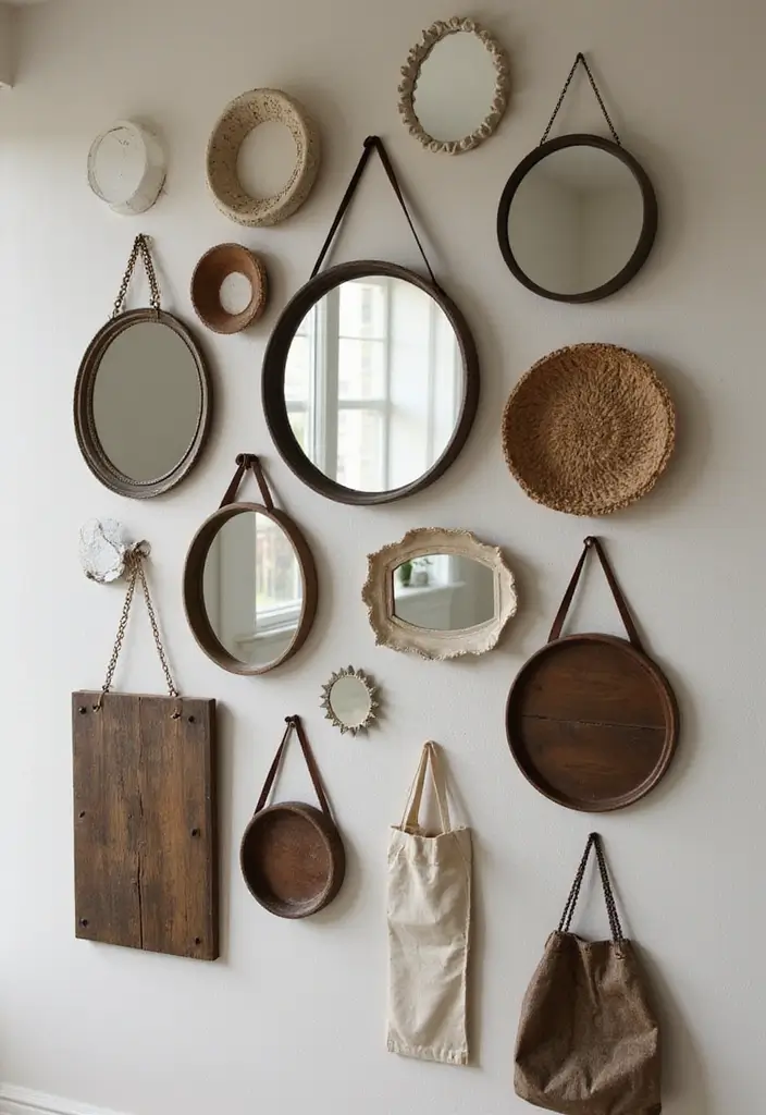 27 Chic Mirror Wall Decor Ideas Perfect for Any Hallway or Entryway 8 27 Chic Mirror Wall Decor Ideas Perfect for Any Hallway or Entryway - 8. Circular Mirrors with Layered Frames