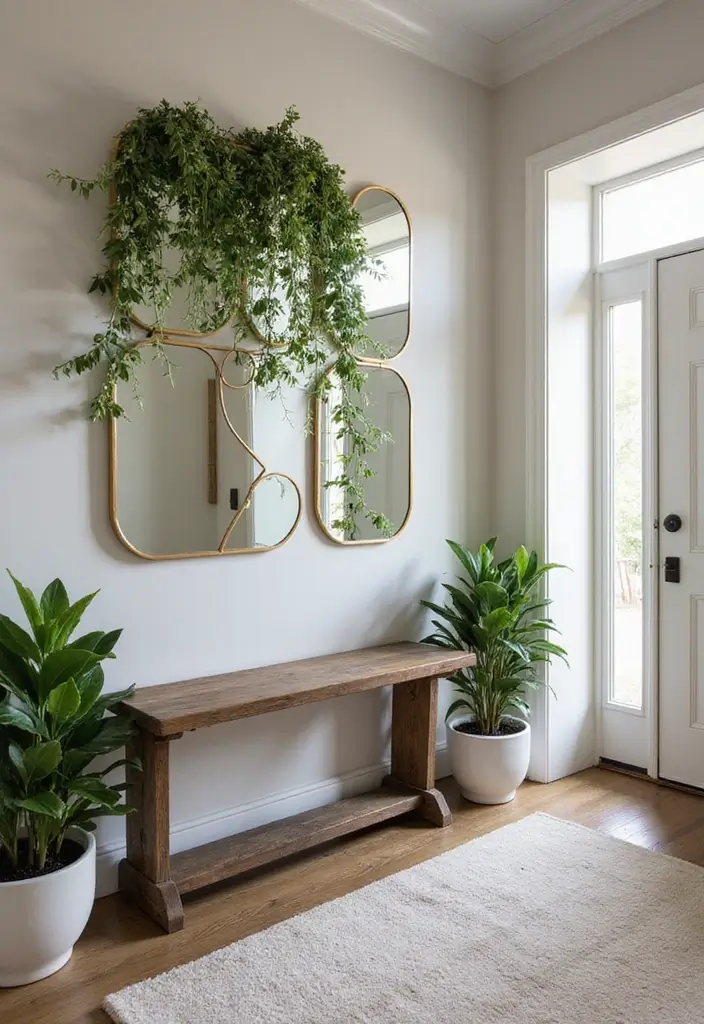 27 Chic Mirror Wall Decor Ideas Perfect for Any Hallway or Entryway 9 27 Chic Mirror Wall Decor Ideas Perfect for Any Hallway or Entryway - 9. Mirror Collage with Greenery