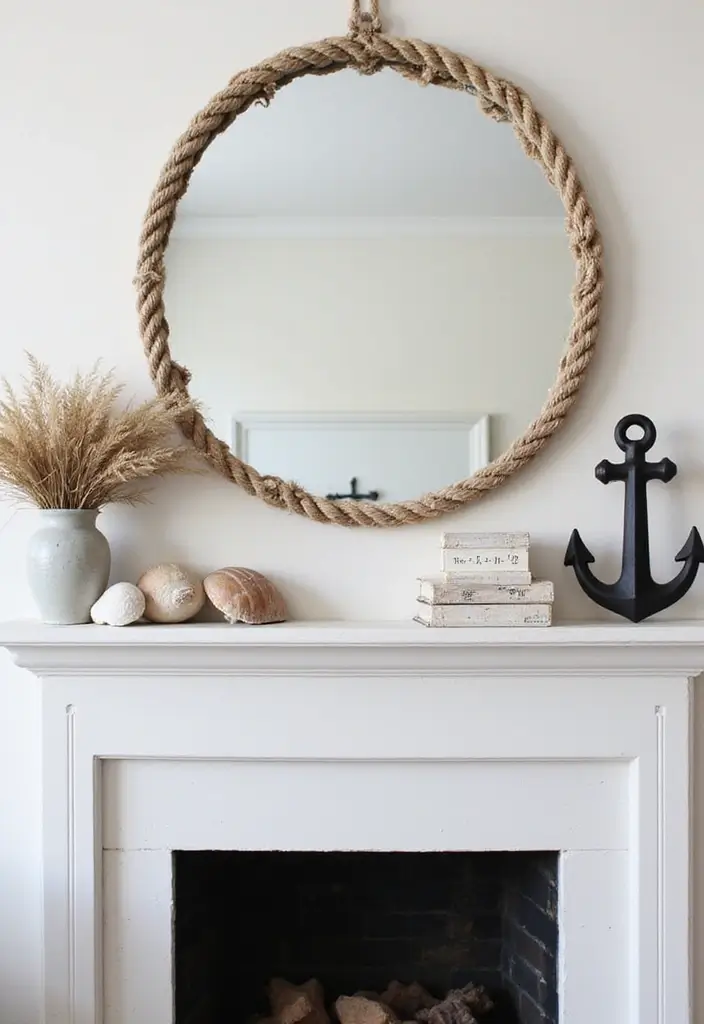 27 Mantel Decor with Mirror and Seasonal Themes for Year-Round Beauty 12 27 Mantel Decor with Mirror and Seasonal Themes for Year-Round Beauty - 12. Nautical Inspirations