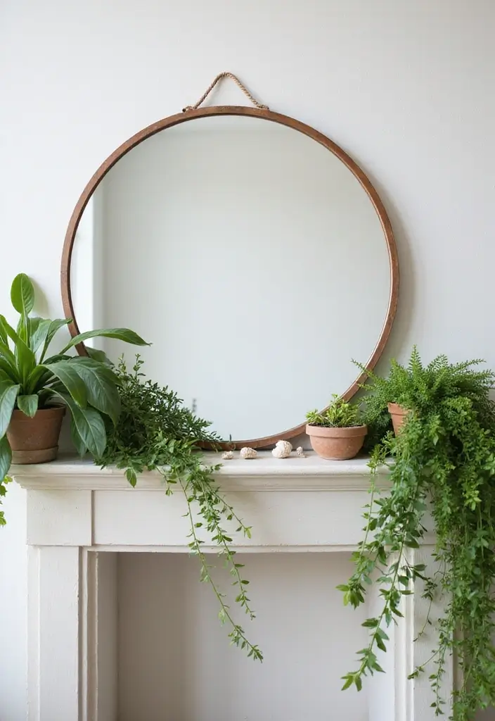 27 Mantel Decor with Mirror and Seasonal Themes for Year-Round Beauty 14 27 Mantel Decor with Mirror and Seasonal Themes for Year-Round Beauty - 14. Botanical Wonderland