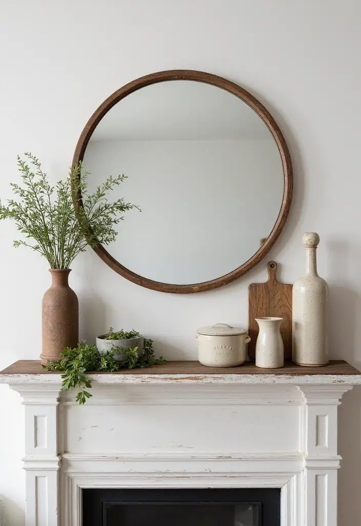 27 Mantel Decor with Mirror and Seasonal Themes for Year-Round Beauty 15 27 Mantel Decor with Mirror and Seasonal Themes for Year-Round Beauty - 15. Farmhouse Kitchen Charm