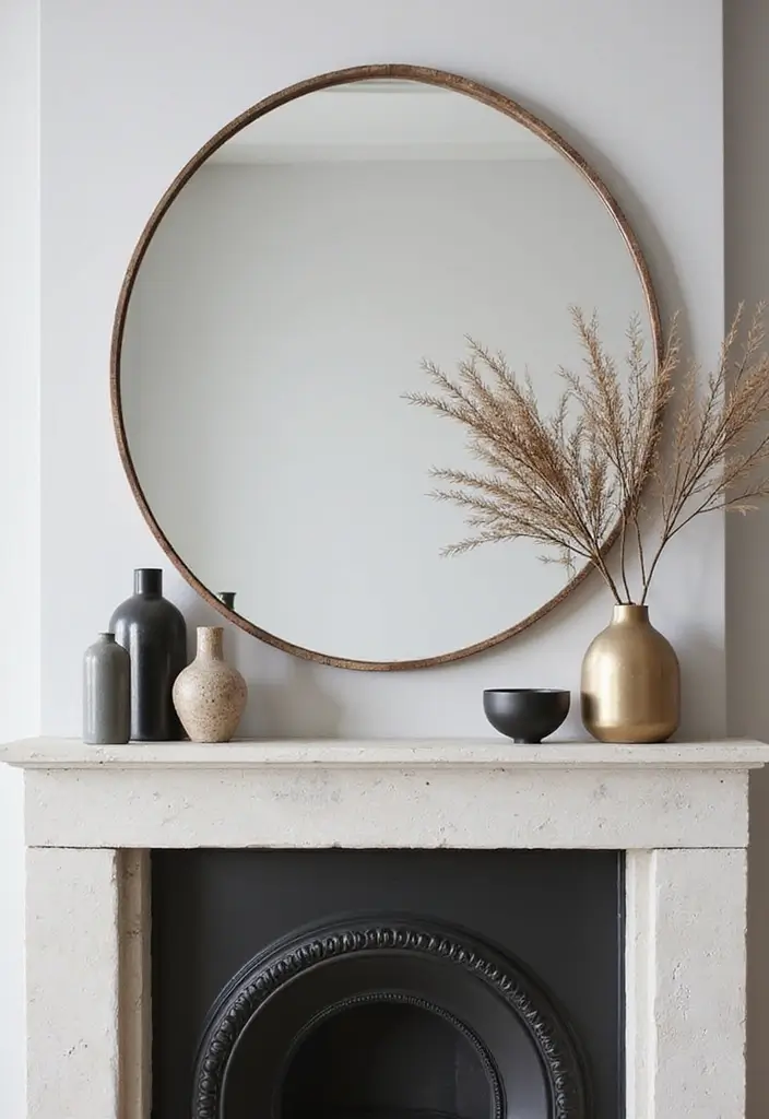 27 Mantel Decor with Mirror and Seasonal Themes for Year-Round Beauty 18 27 Mantel Decor with Mirror and Seasonal Themes for Year-Round Beauty - 18. Urban Chic