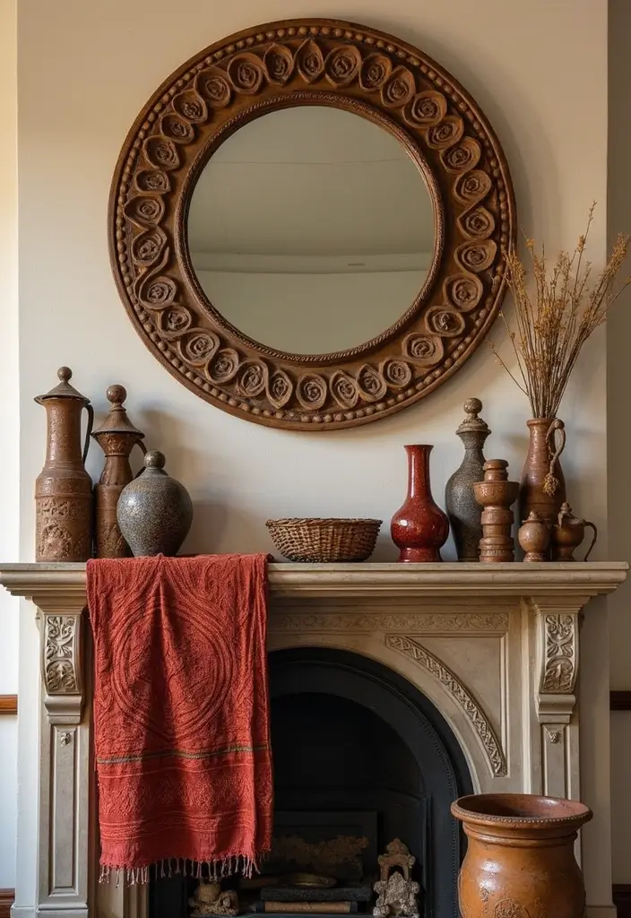 27 Mantel Decor with Mirror and Seasonal Themes for Year-Round Beauty 20 27 Mantel Decor with Mirror and Seasonal Themes for Year-Round Beauty - 20. Cultural Influences