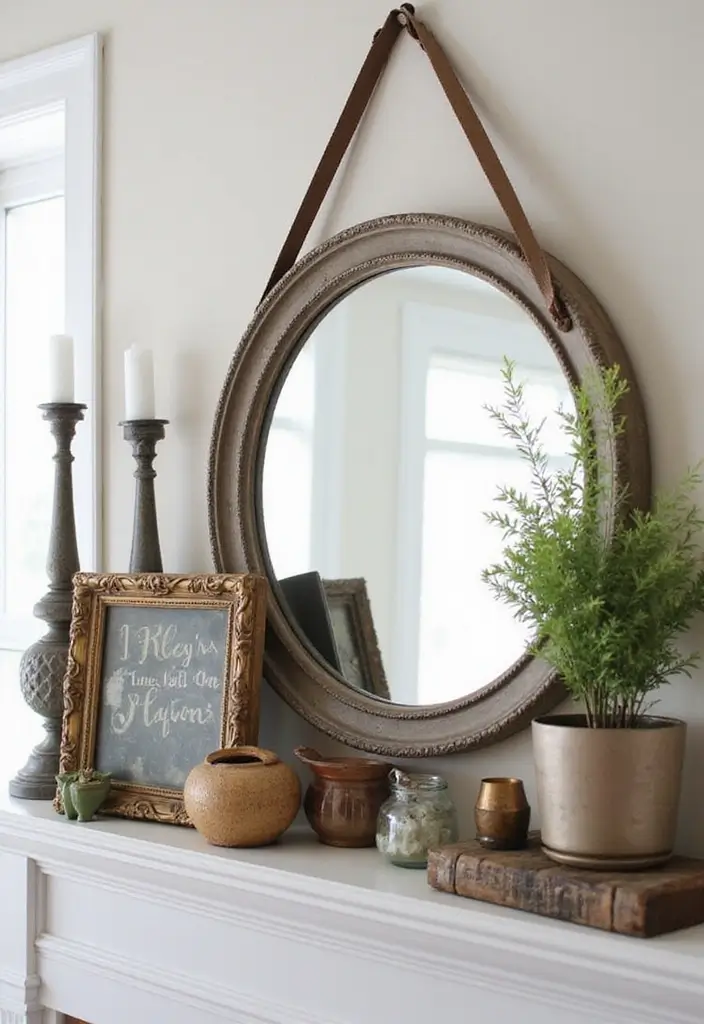 27 Mantel Decor with Mirror and Seasonal Themes for Year-Round Beauty 22 27 Mantel Decor with Mirror and Seasonal Themes for Year-Round Beauty - 22. Creative Upcycling