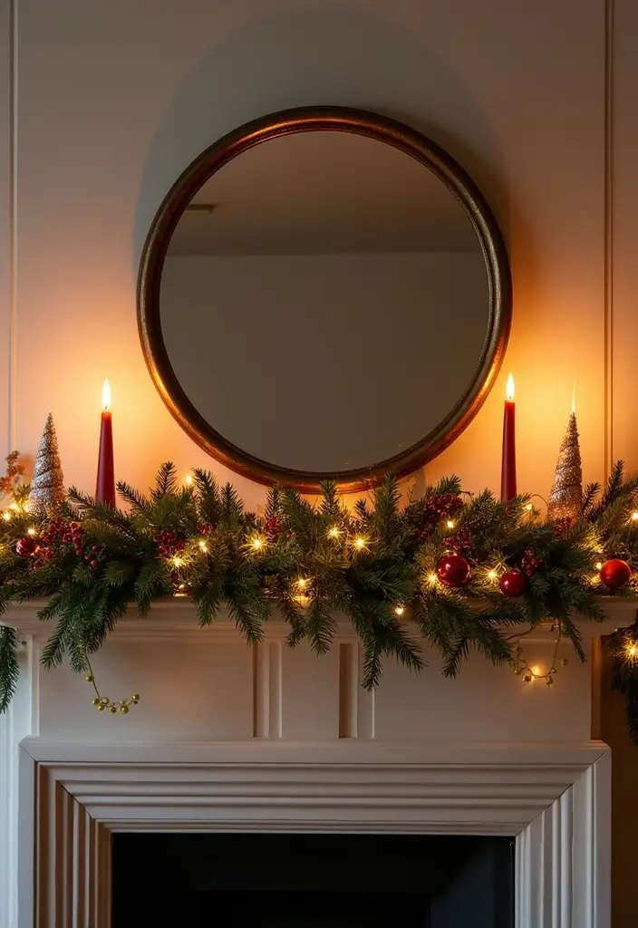 27 Mantel Decor with Mirror and Seasonal Themes for Year-Round Beauty 6 27 Mantel Decor with Mirror and Seasonal Themes for Year-Round Beauty - 6. Whimsical Holiday Cheer