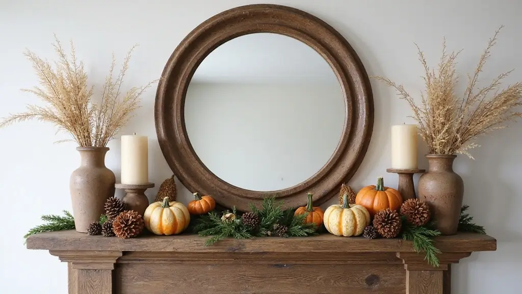 27 Mantel Decor with Mirror and Seasonal Themes for Year-Round Beauty