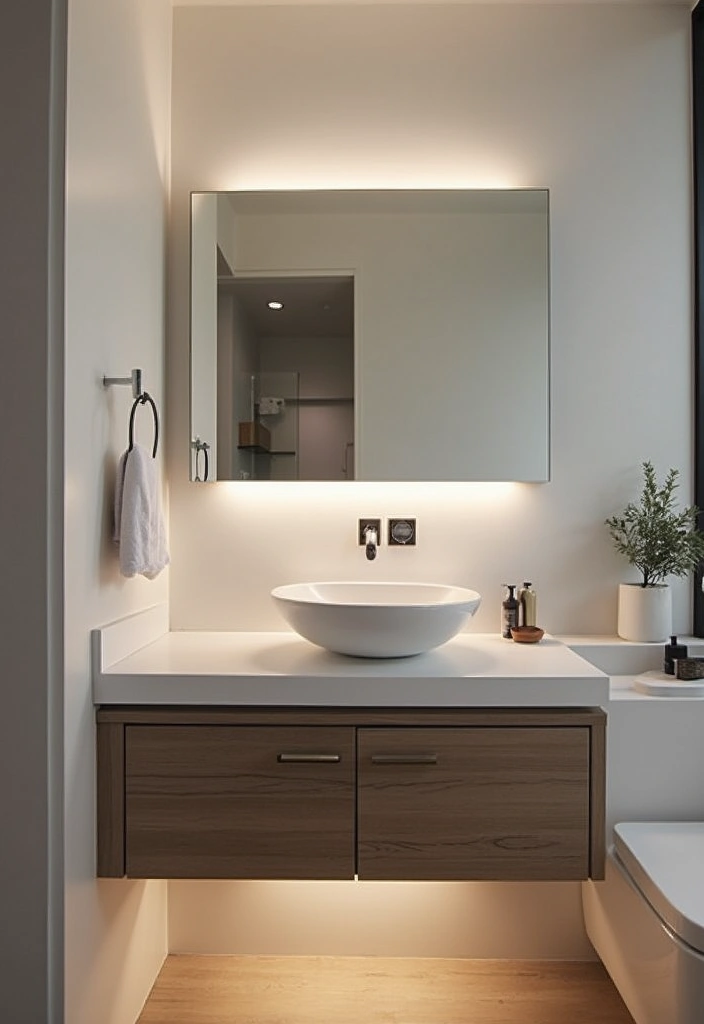 28 Creative Bathroom Mirror Decor Ideas to Upgrade Your Vanity Space - 13. Floating Mirrors for a Modern Feel