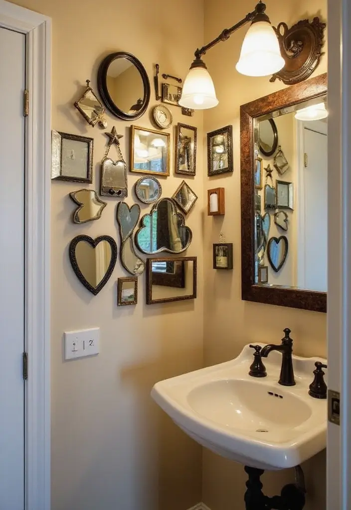 28 Creative Bathroom Mirror Decor Ideas to Upgrade Your Vanity Space - 14. Framed Collage of Mirrors