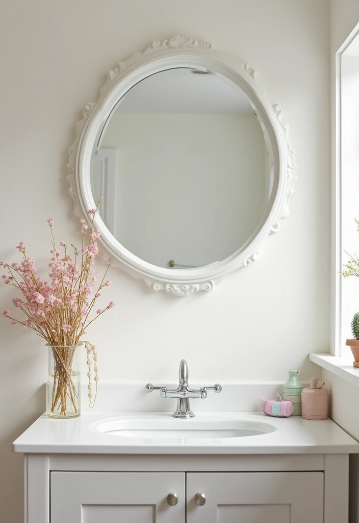 28 Creative Bathroom Mirror Decor Ideas to Upgrade Your Vanity Space - 18. Bright White Mirrors for Freshness