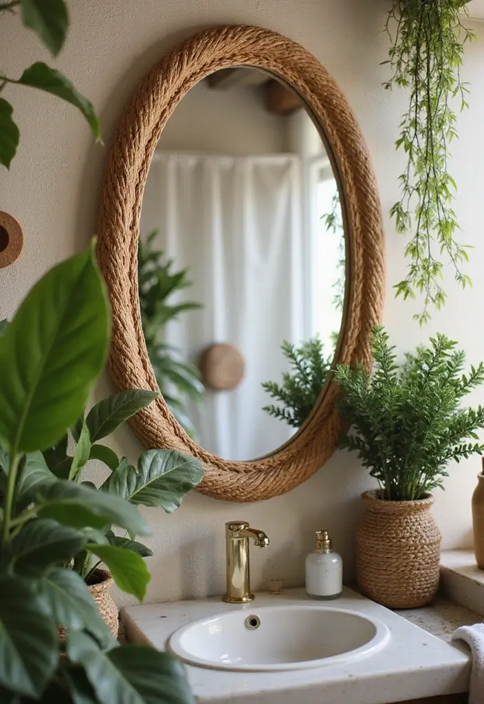 28 Creative Bathroom Mirror Decor Ideas to Upgrade Your Vanity Space - 21. Eco-Friendly Mirrors with Natural Materials