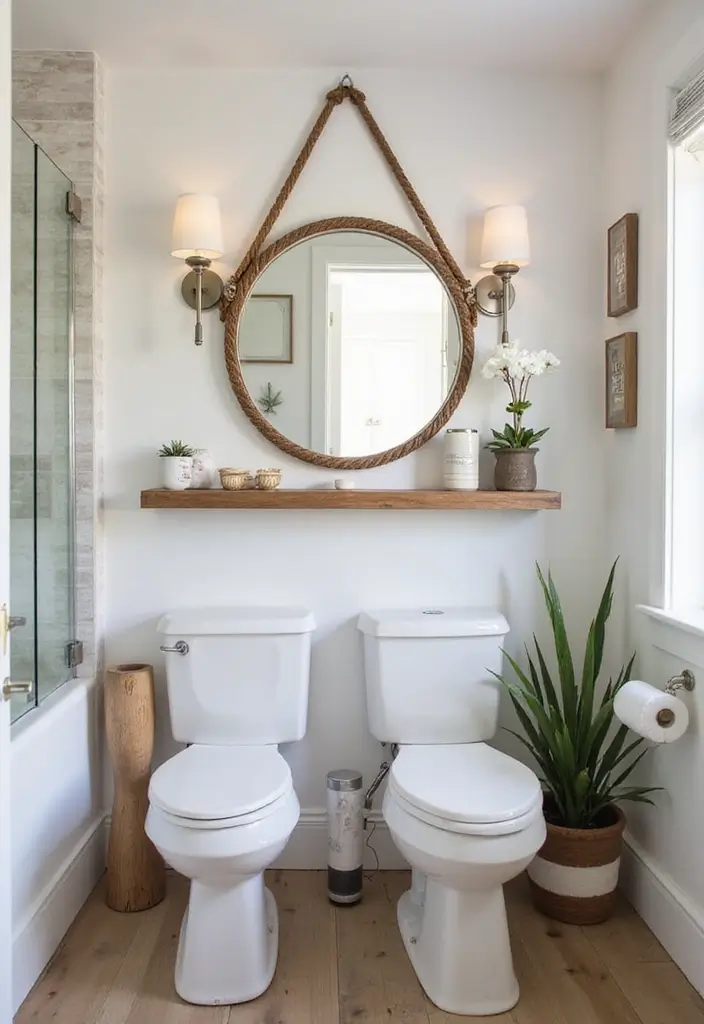 28 Creative Bathroom Mirror Decor Ideas to Upgrade Your Vanity Space - 22. Unique Mounting Techniques