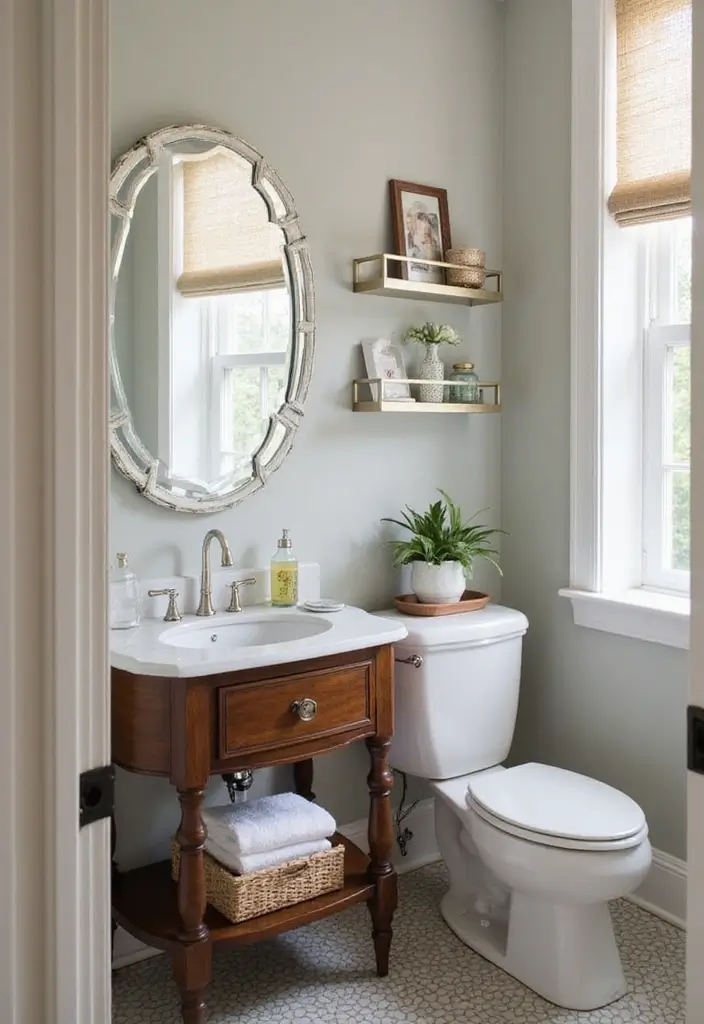 28 Creative Bathroom Mirror Decor Ideas to Upgrade Your Vanity Space - 25. Mirrored Accents for a Touch of Glamour