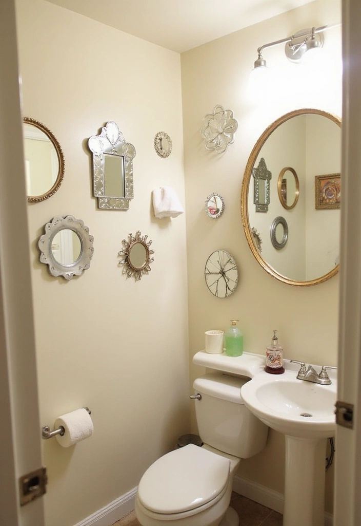 28 Creative Bathroom Mirror Decor Ideas to Upgrade Your Vanity Space - 27. Artistic Mirror Wall Stickers