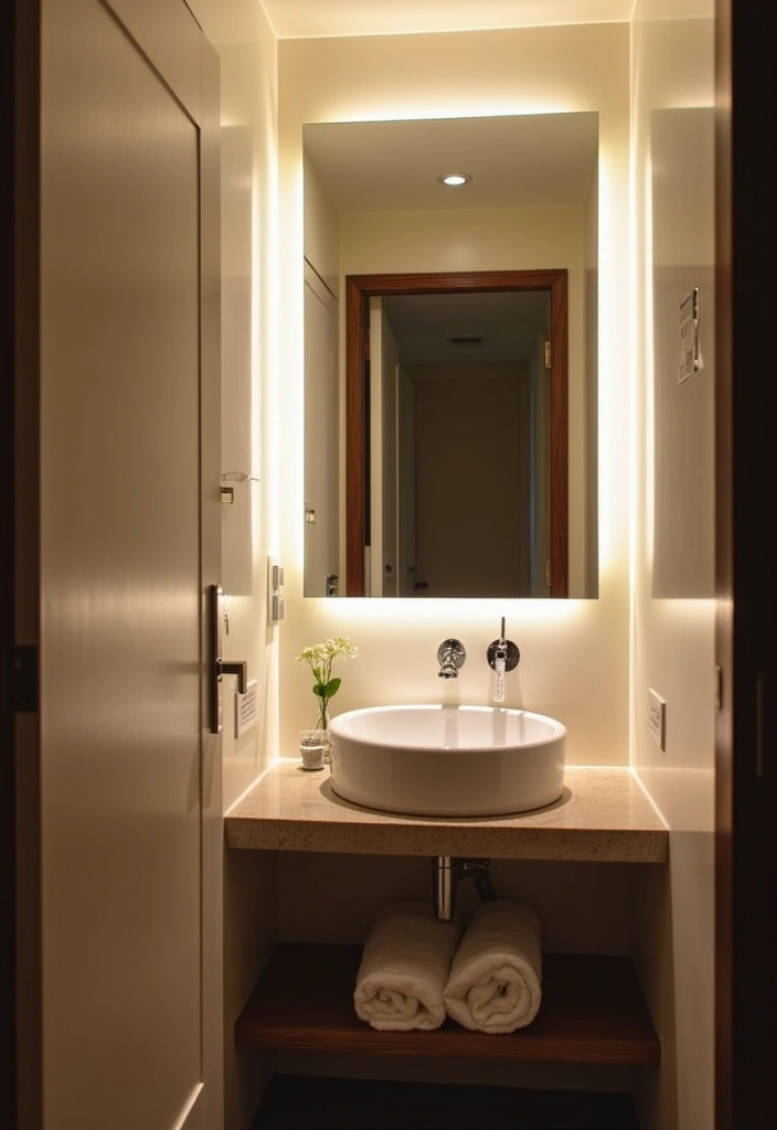28 Creative Bathroom Mirror Decor Ideas to Upgrade Your Vanity Space - 6. Backlit Mirrors for Modern Glam
