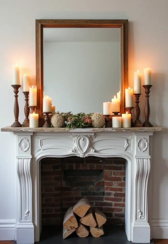 28 Creative Fireplace Mantle Decor with Mirror and Candles for Cozy Living Spaces 14 28 Creative Fireplace Mantle Decor with Mirror and Candles for Cozy Living Spaces - 14. DIY Mirror and Candle Arrangements