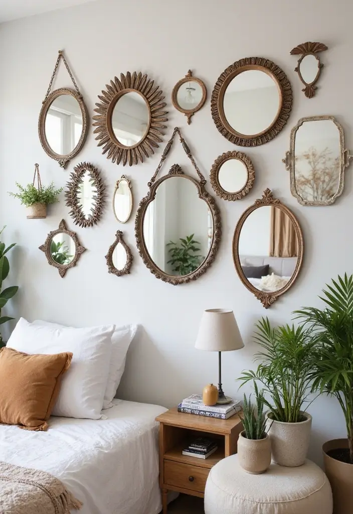 28 Master Bedroom Mirror Decor Ideas for a Luxurious Retreat Vibe 2 28 Master Bedroom Mirror Decor Ideas for a Luxurious Retreat Vibe - 2. Mirror Wall Collage