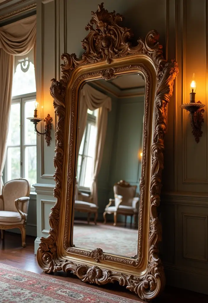 28 Master Bedroom Mirror Decor Ideas for a Luxurious Retreat Vibe 24 28 Master Bedroom Mirror Decor Ideas for a Luxurious Retreat Vibe - 24. Lippan Art Mirror with Intricate Carvings