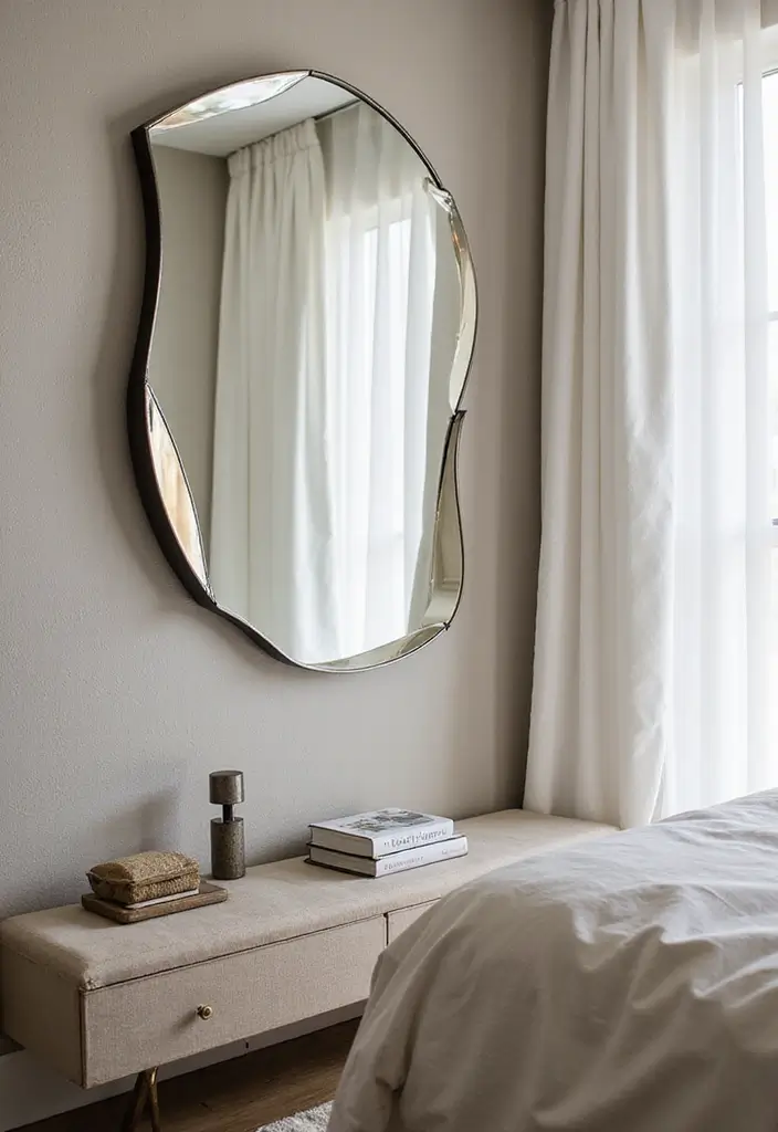 28 Master Bedroom Mirror Decor Ideas for a Luxurious Retreat Vibe 27 28 Master Bedroom Mirror Decor Ideas for a Luxurious Retreat Vibe - 27. Lippan Art Mirror with a Modern Twist