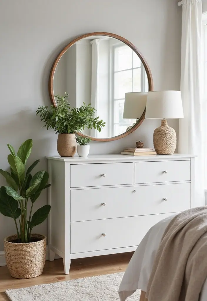28 Master Bedroom Mirror Decor Ideas for a Luxurious Retreat Vibe 6 28 Master Bedroom Mirror Decor Ideas for a Luxurious Retreat Vibe - 6. Lippan Art Mirror Above a Nightstand
