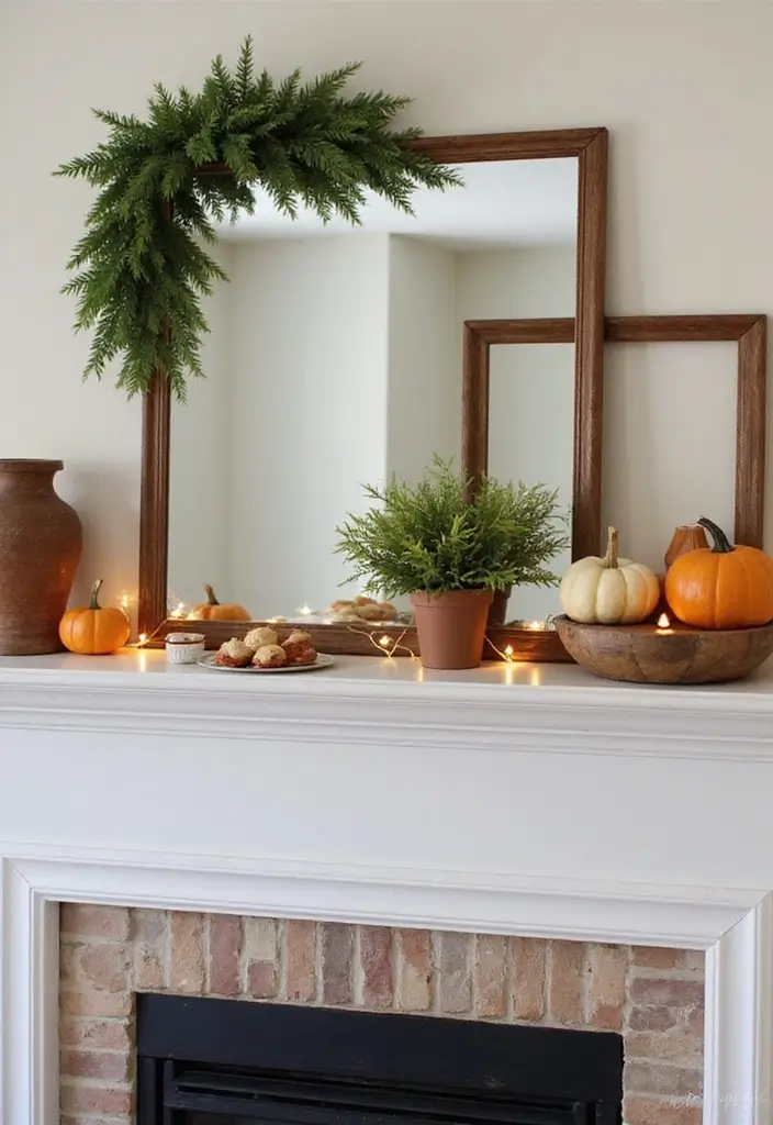 28 Mirror Wall Decor Ideas Using Multiple Square Pieces 12 28 Mirror Wall Decor Ideas Using Multiple Square Pieces - 12. Seasonal Greenery Pairing