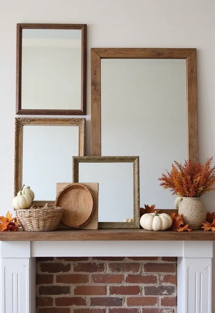 28 Mirror Wall Decor Ideas Using Multiple Square Pieces 4 28 Mirror Wall Decor Ideas Using Multiple Square Pieces - 4. Rustic Frame Combinations