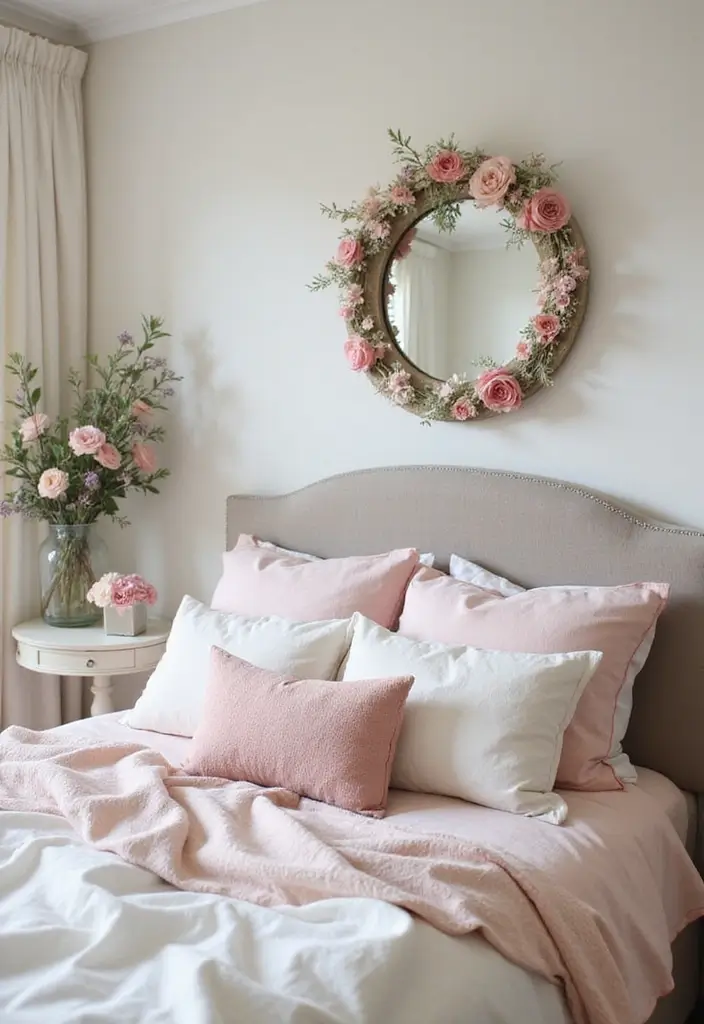 28 Mirror Wall Decor Ideas for Bohemian and Eclectic Living Spaces 25 28 Mirror Wall Decor Ideas for Bohemian and Eclectic Living Spaces - 25. Round Mirror with a Floral Frame