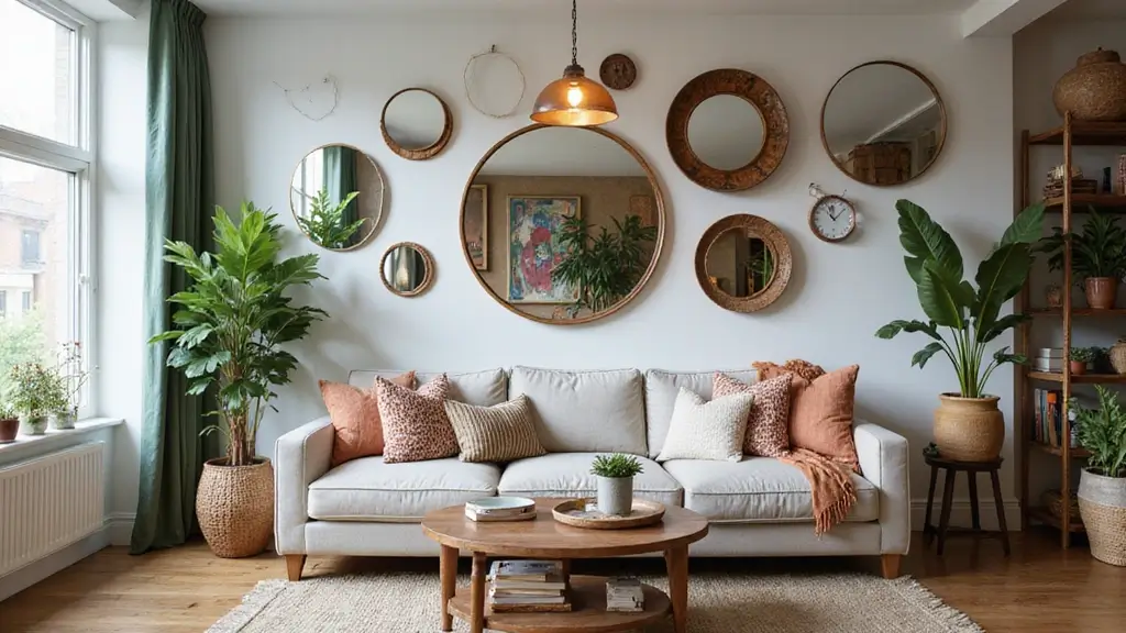 28 Mirror Wall Decor Ideas for Bohemian and Eclectic Living Spaces