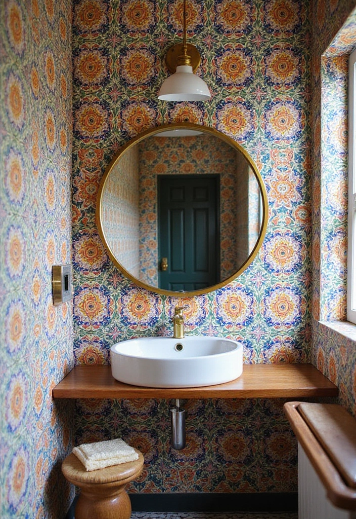 28 Mirror and Photo Wall Decor Ideas for Personalized Interiors 10 28 Mirror and Photo Wall Decor Ideas for Personalized Interiors - 10. Round Mirror with Colorful Tiles
