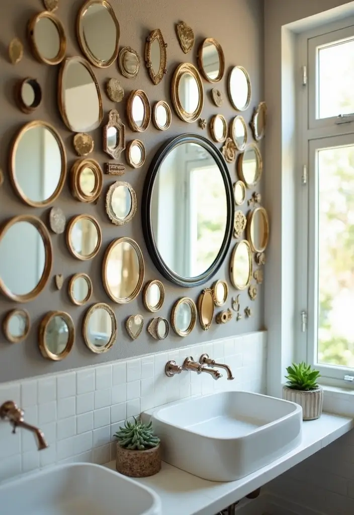 28 Mirror and Photo Wall Decor Ideas for Personalized Interiors 2 28 Mirror and Photo Wall Decor Ideas for Personalized Interiors - 2. Collage of Small Round Mirrors