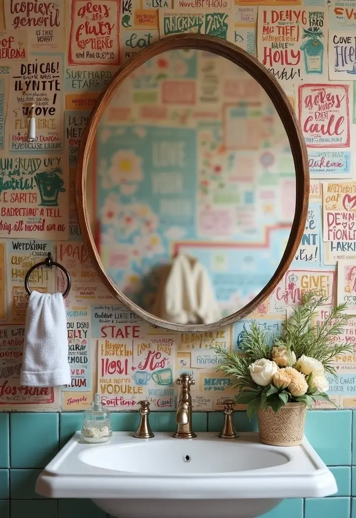 28 Mirror and Photo Wall Decor Ideas for Personalized Interiors 20 28 Mirror and Photo Wall Decor Ideas for Personalized Interiors - 20. Round Mirror with Inspirational Quotes