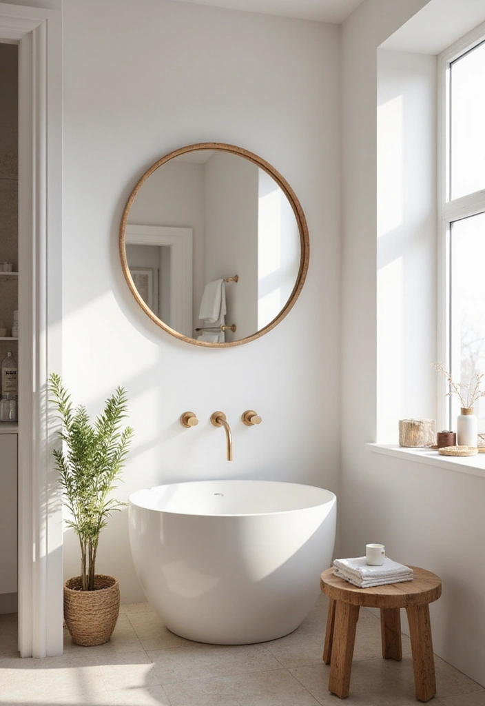 28 Mirror and Photo Wall Decor Ideas for Personalized Interiors 28 28 Mirror and Photo Wall Decor Ideas for Personalized Interiors - 28. Round Mirror with Minimalist Design