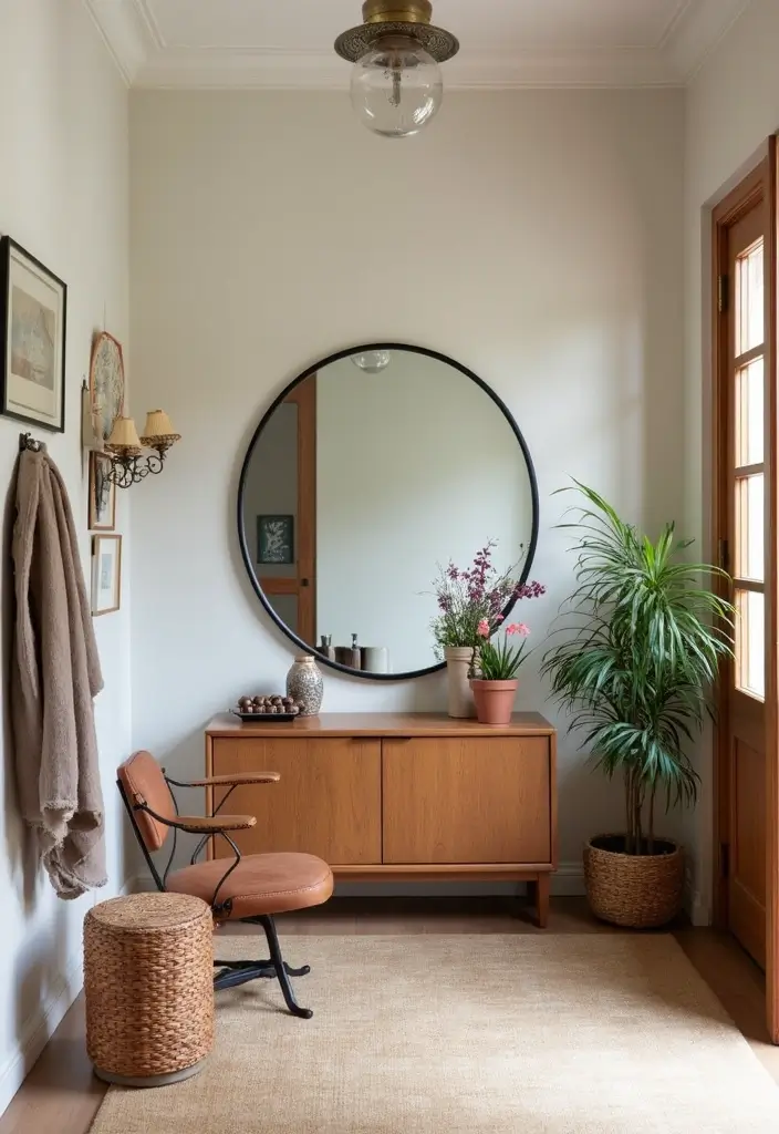 30+ Cathedral Mirror Wall Decor Ideas for Farmhouse or Rustic Homes - 15. Mixing Styles for Eclectic Charm