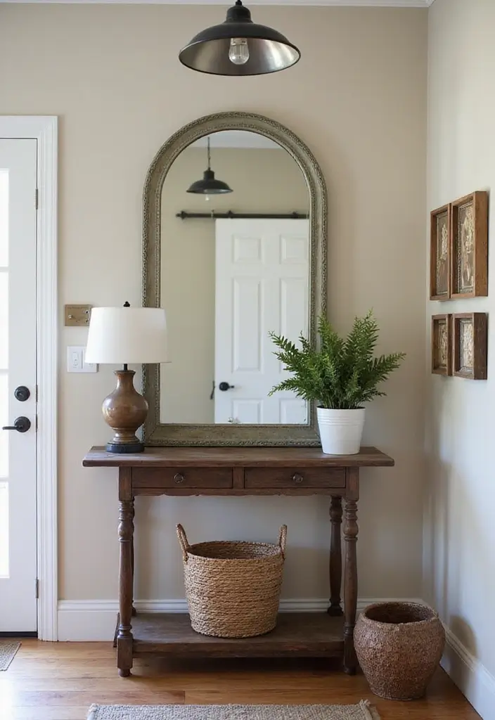 30+ Cathedral Mirror Wall Decor Ideas for Farmhouse or Rustic Homes - 20. Vintage Finds for Unique Style