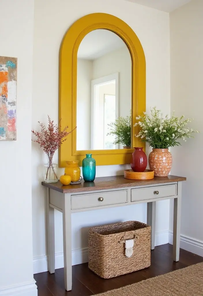 30+ Cathedral Mirror Wall Decor Ideas for Farmhouse or Rustic Homes - 29. Fun with Colorful Mirrors