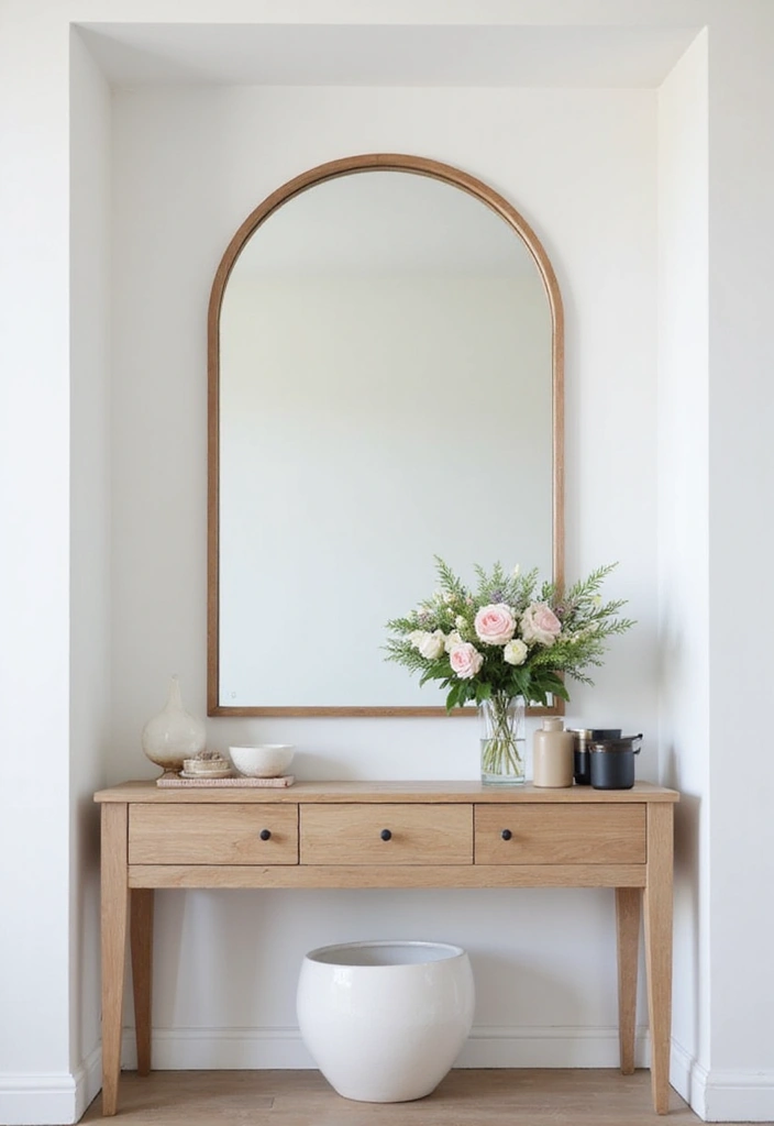 30+ Cathedral Mirror Wall Decor Ideas for Farmhouse or Rustic Homes - 8. Bright and Airy with a Clear Glass Mirror