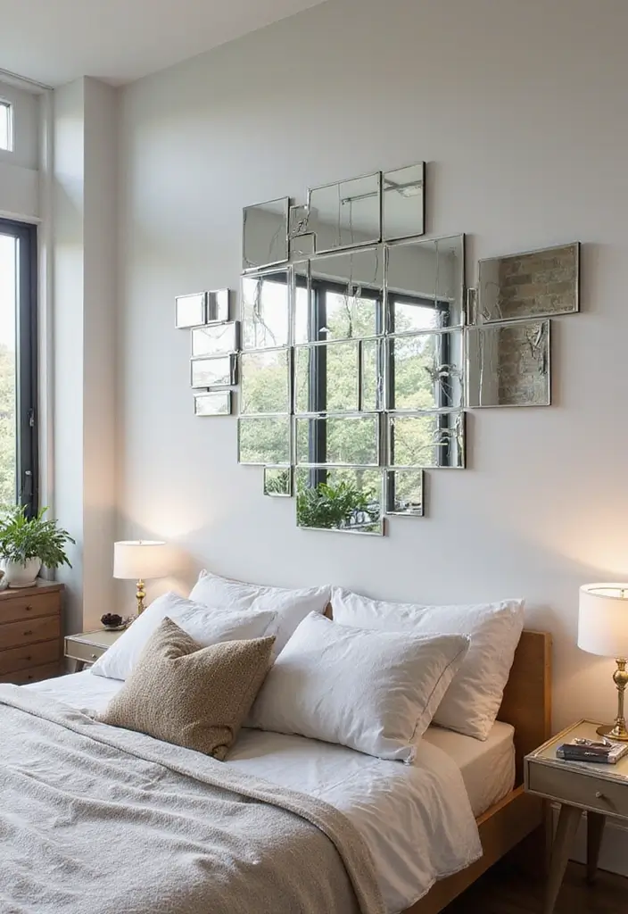 30+ Creative Window Mirror Decor Ideas That Double as Art 10 30+ Creative Window Mirror Decor Ideas That Double as Art - 10. Artistry with Mirror Tiles