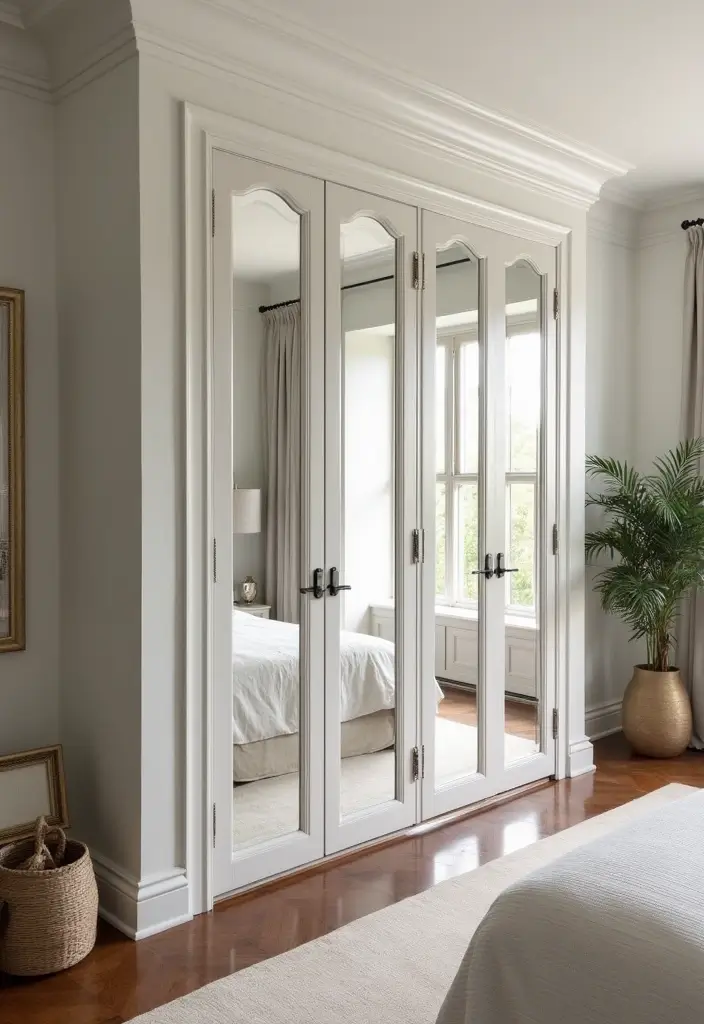 30+ Creative Window Mirror Decor Ideas That Double as Art 16 30+ Creative Window Mirror Decor Ideas That Double as Art - 16. Mirrored Door Accents