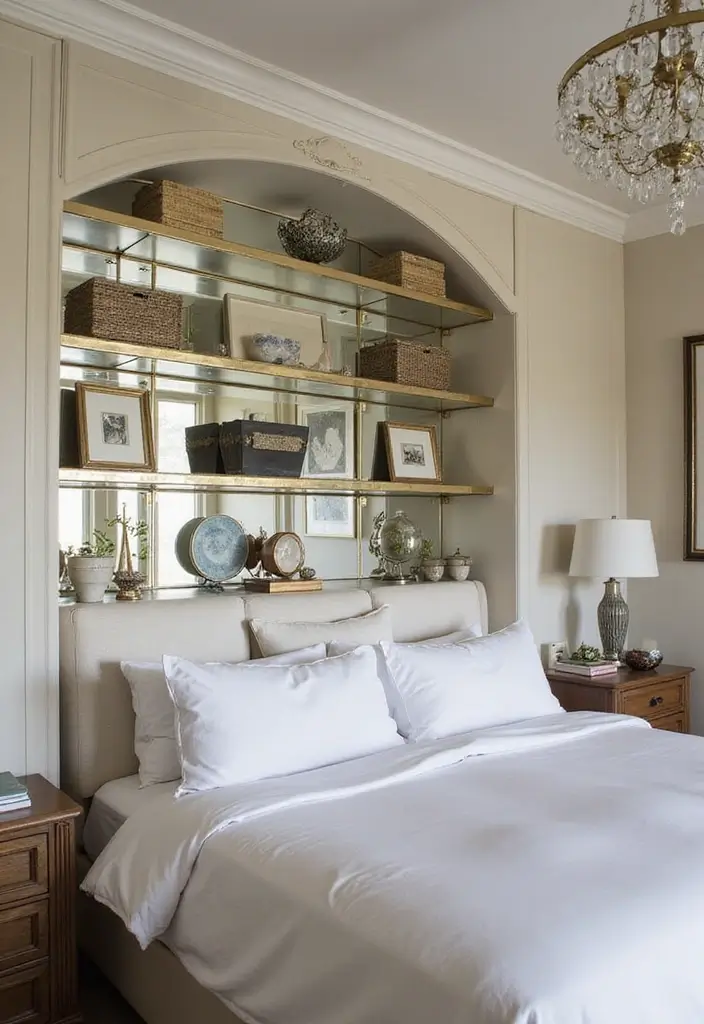 30+ Creative Window Mirror Decor Ideas That Double as Art 28 30+ Creative Window Mirror Decor Ideas That Double as Art - 28. Mirror-Embedded Shelves