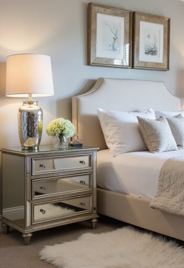30+ Creative Window Mirror Decor Ideas That Double as Art 6 30+ Creative Window Mirror Decor Ideas That Double as Art - 6. Mirrored Bedside Tables